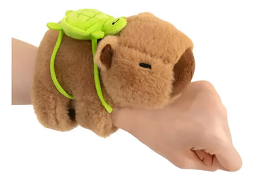 Peluche Capibara Pulsera Brazalete Con Tortuga De 17cm Café
