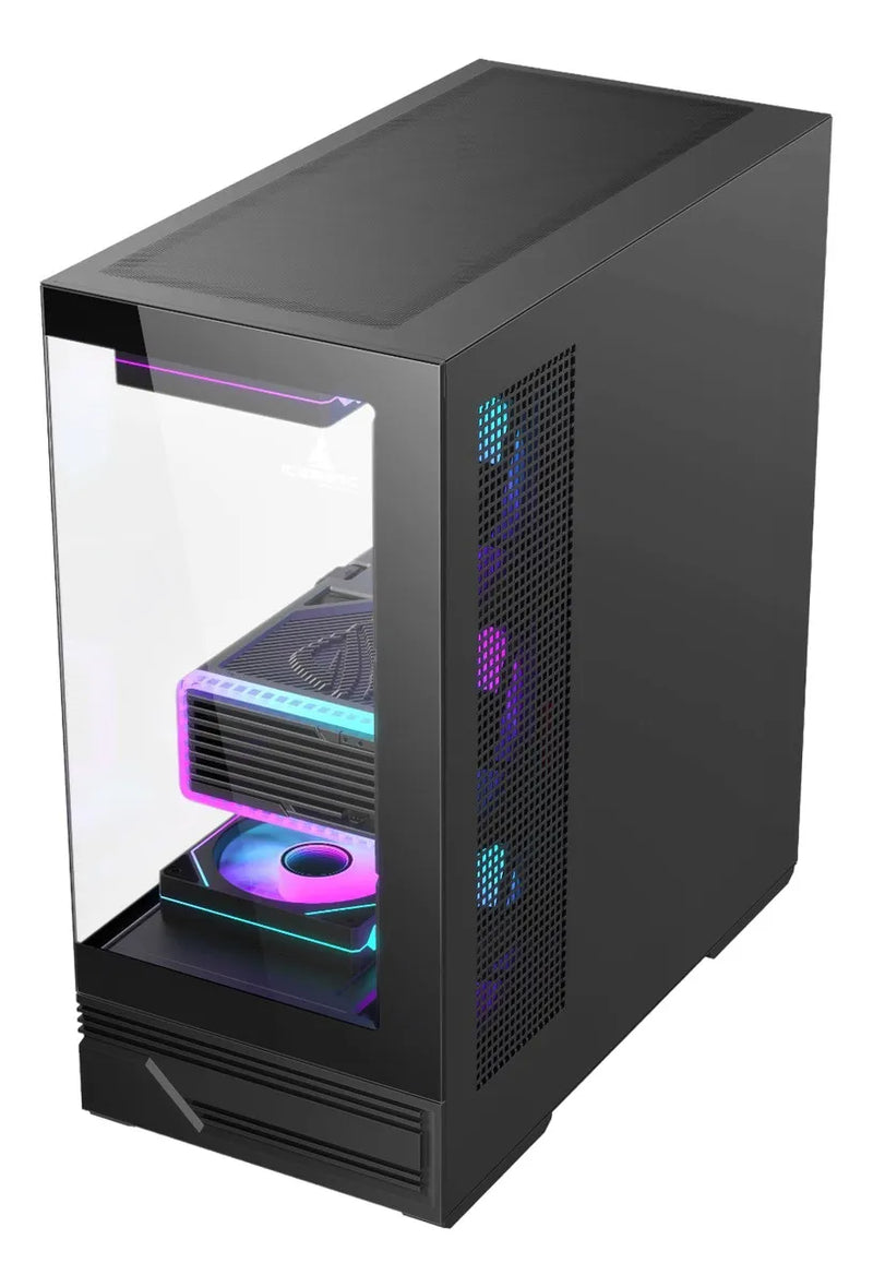 Chasis Gabinete Iceberg Crystal Gx Black X4 Fans Argb Usb C Negro