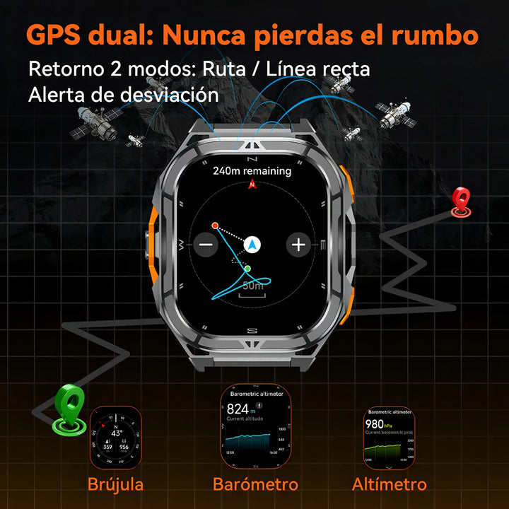 Cubot Smartwatch Reloj Inteligente Gt3 Gps Llamada Impermeable 50m 1.96'' Gris