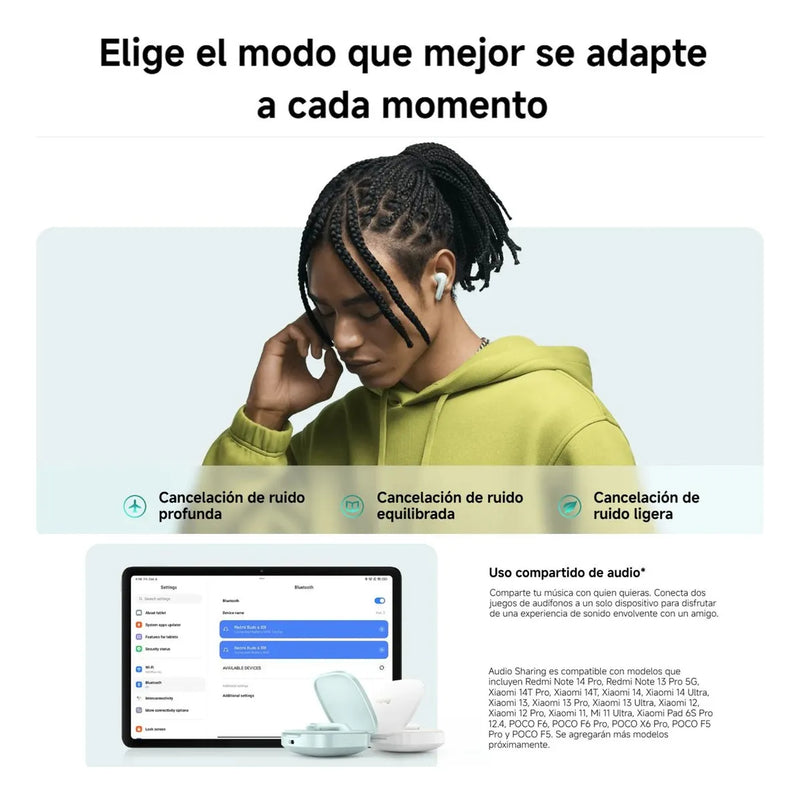 Xiaomi Redmi Buds 6, Auriculares Táctil, Anc 2-mic Ip54, Blk Negro