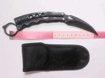 Navaja Cuchillo Mariposa Garra De Tigre Karambit Arte Marcia Opcional