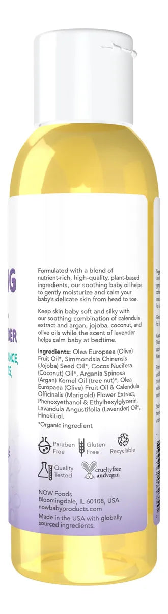 Now Baby, Aceite Calmante Para Bebé, Lavanda Calmante, Sin.