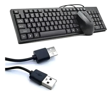 Combo Teclado En Español + Mouse Optico De Cable Usb Seisa Mouse Negro Teclado Negro