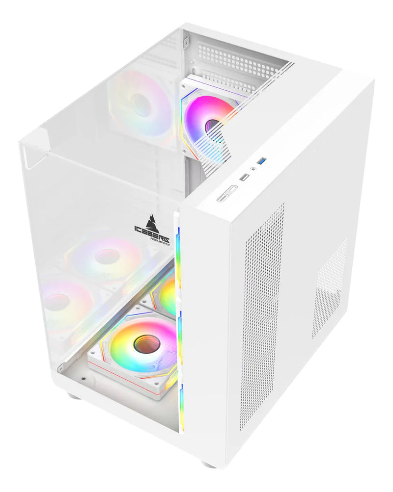 Gabiente Gamer Iceberg Crystal Cube S Mini Blanco 6 Fan Argb
