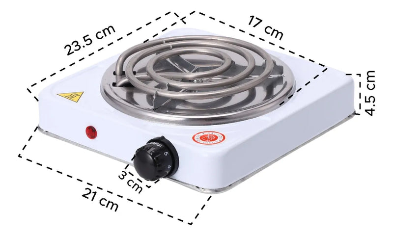 Cocina Electrica Hornilla Estufa Espiral 1 Puesto 1000 W Blanco