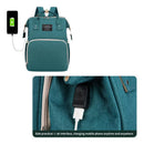 Mochila de maternidad para bebés con cambiador y USB, color negro, diseño de tela lisa