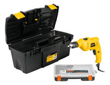 Combo Taladro Percutor + Cajas Para Herramientas Pretul Amarillo 60 Hz