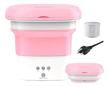 Mini Lavadora Portátil Multifuncional Eléctrica Viajera Rosa