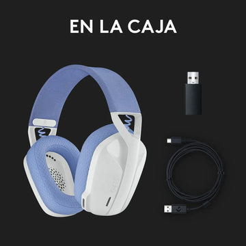 Logitech G435, Diadema Gamer Inalámbrica + Bt / Pc, Ps5 - Bl Color Blanco crudo/Lila