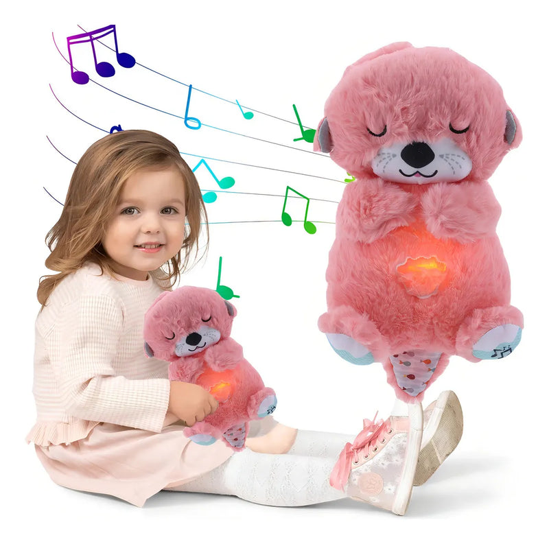 Peluche Realista Nutria Bebe Estimulacion Sensorial Sonido, Color Rosa