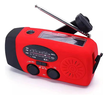 Radio Recargable Solar Crank Con Linterna Y Power Bank Rojo