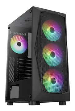 Chasis Caja Gamer Aerocool Falcon Rgb Vidrio 4 Fans Argb Color Negro