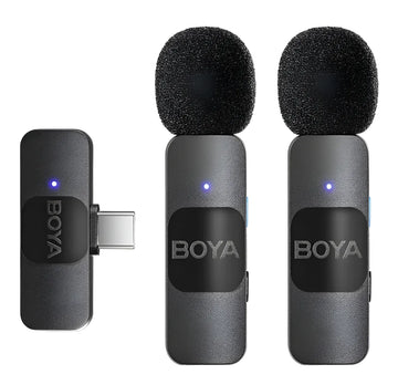 Sistema de micrófono inalámbrico Boya BY-v2 para iOS 2.4G con solapa, negro