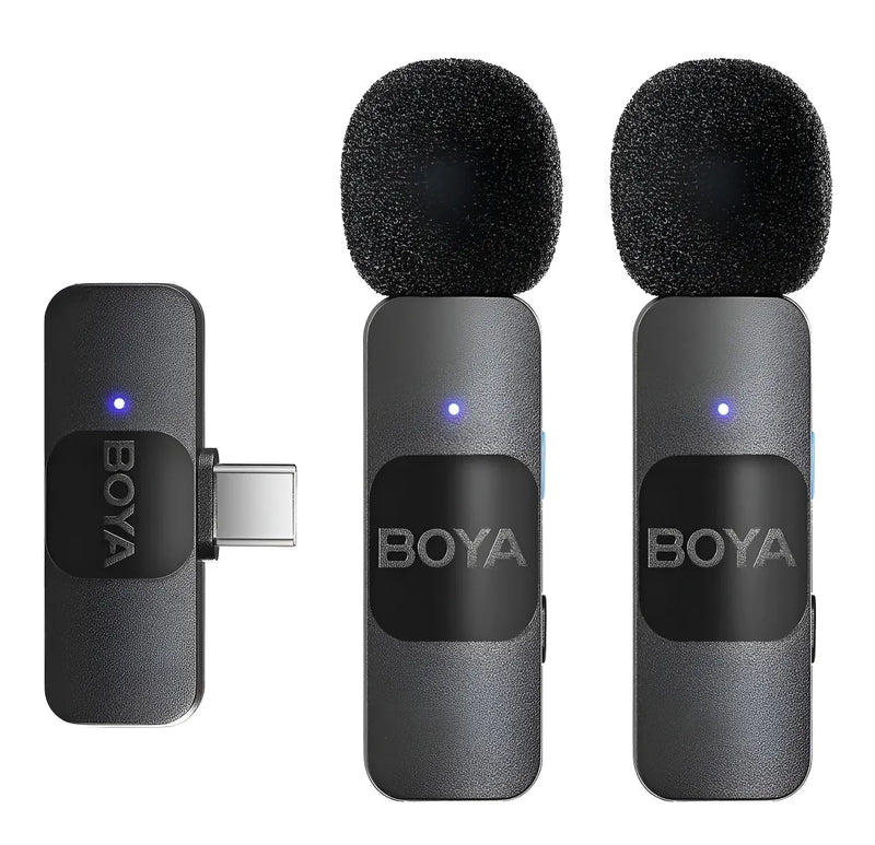 Sistema de micrófono inalámbrico Boya BY-v2 para iOS 2.4G con solapa, negro