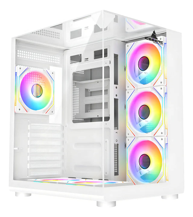 Chasis Gamer Iceberg Crystal Cube S Black 6 Fans Argb Atx Color Blanco