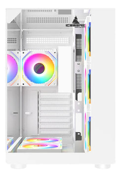Chasis Gamer Iceberg Crystal Cube S 6 Fans Argb Atx Blanco