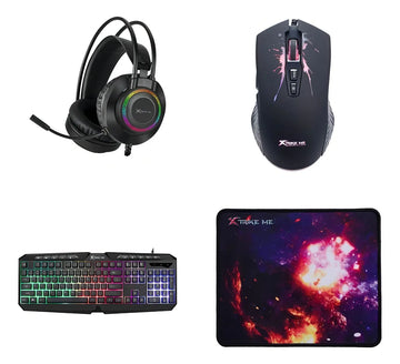 Combo Gamer 4en1 Xtrike Me Teclado Mouse Audifono Pad Rgb Color del teclado Negro