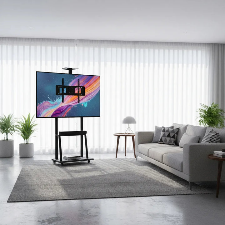 Soporte Piso Pedestal Tv Estante Mesa 32 A 70 Metalico Color Negro