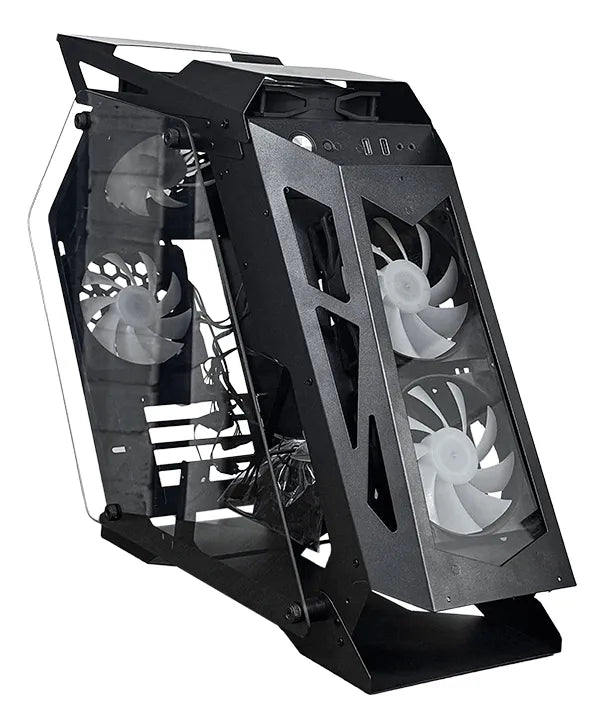 Gabinete Chasis Pc Gamer Tridimensional Rgb Negro + 6 Cooler