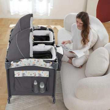 Cuna Gemelar Ultra Práctica Y Funcional Para Bebés