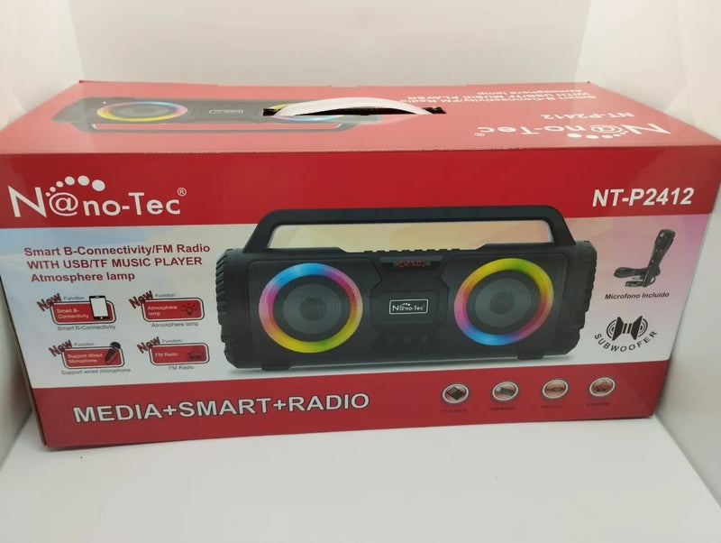 Parlante Bluetooth Portatil 50w Rms Usb Mp3 Radio Karaoke Negro