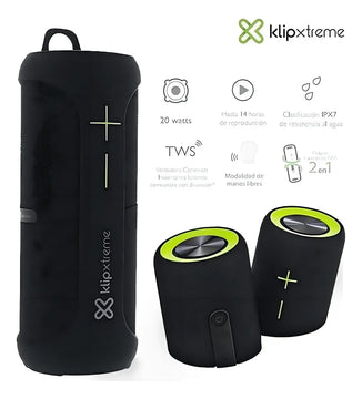 Parlante Portatil Klip Xtreme Vibe360 2-en-1 20w Bt Ipx7 Tws