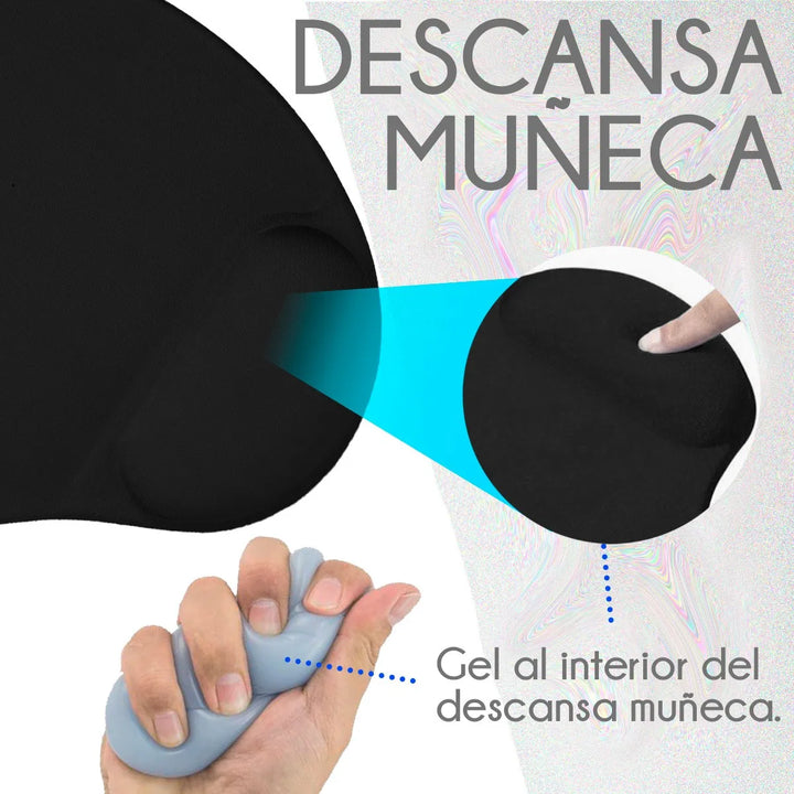 Mousepad Tapete Ergonomico De Gel Antideslizante Raton Negro