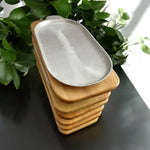Tabla Para Servir Carnes Con Plancha Aluminio Lisa Natural