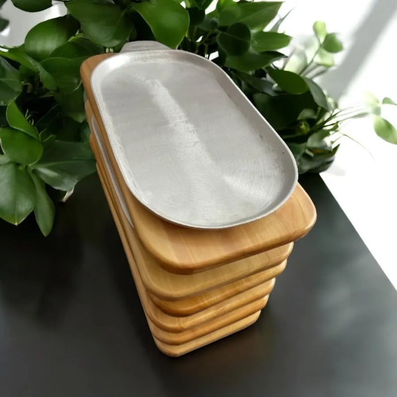 Tabla Para Servir Carnes Con Plancha Aluminio Lisa Natural