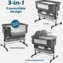 Cuna Para Bebé De Viaje 3 En 1 Nordmiex Junto Cama Moises Gris