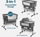 Cuna Para Bebé De Viaje 3 En 1 Nordmiex Junto Cama Moises Gris