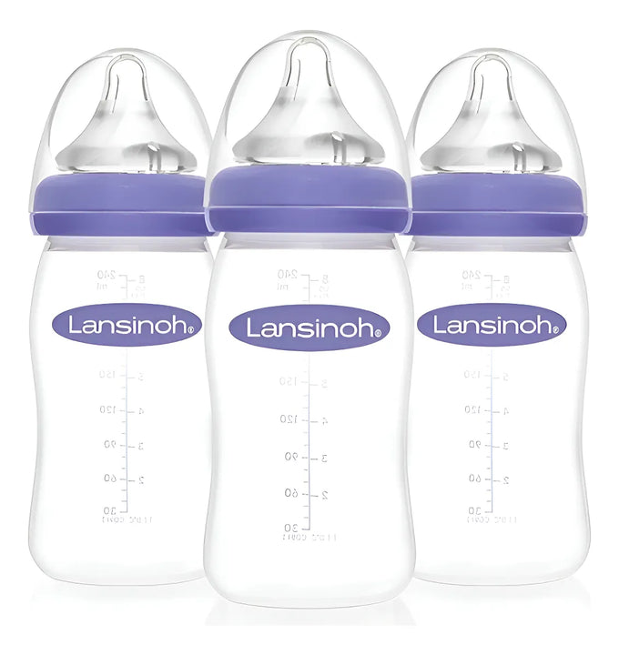 Set 3 Biberones Lansinoh Naturalwave 8 Onzas 3m Flujo Medio Violeta