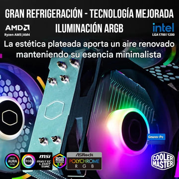 Disipador Aire Fan Cooler M Cpu Lga 1700 Am5 Am4 Argb 1200