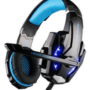 Audífonos gamer Kotion Each G9000 black y blue con luz azul LED