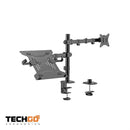 Soporte Dual Escritorio: Monitor + Portátil, Techgo Spml-12 Negro