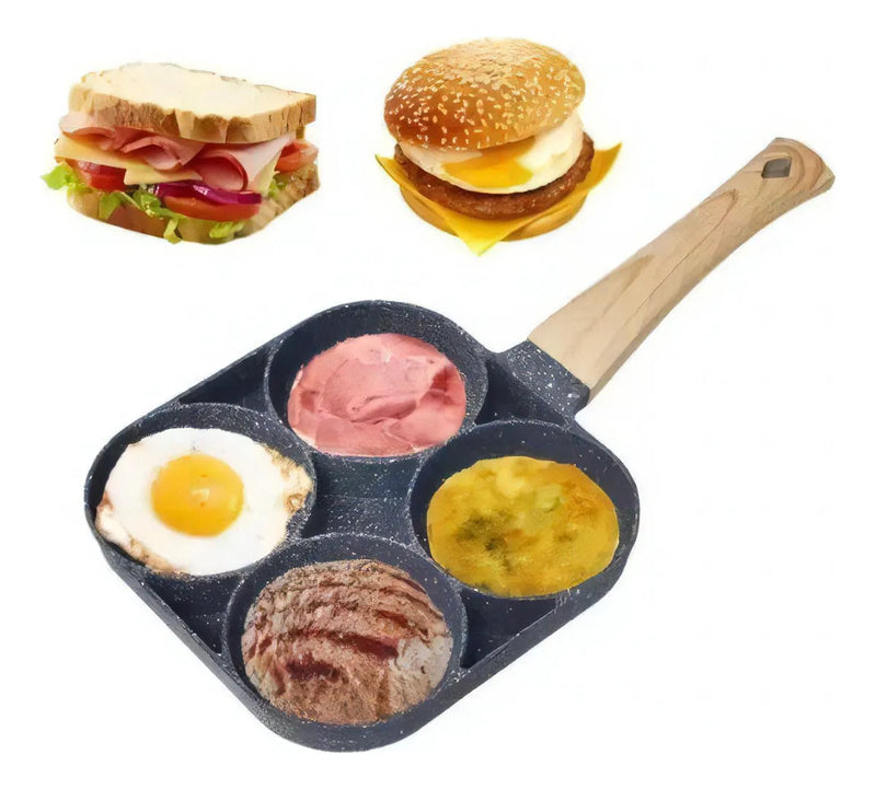Sarten Antiadherente 4 Puestos Para Huevos Arepas Pancakes C Negro