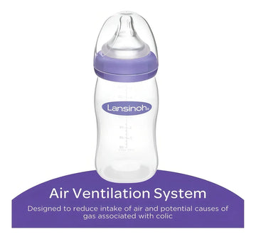 Set X3 Biberones Teteros Lansinoh 8oz Flujo Medio +3m Violeta Set Mamaderas 240 Ml