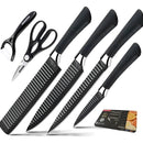 Juego De Cuchillos De Cocina X 7pcs Set En Acero Inoxidable Color Negro