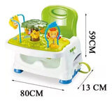 Silla Comedor Unico Musical Juguetes Portátil Doble Bandeja Azul