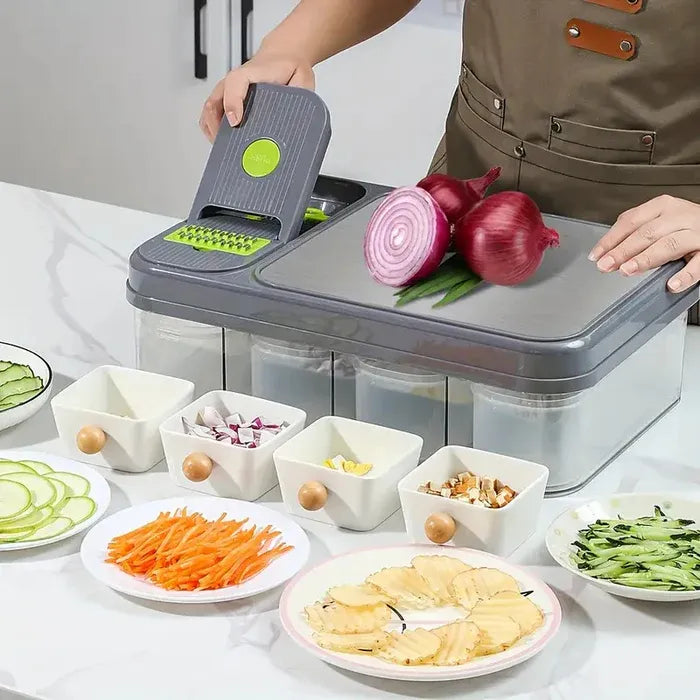 Cortador Picador Rayador De Verduras Multifuncional 26 Pzs Verde