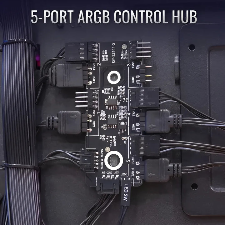 Chasis Gabinete Gamer Aerocool Interstellar + Rgb 5 Fans Color Negro