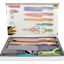 Set Cuchillos 6 Pzs Acero Inoxidable Mármol Mango Ergonómico Pastel