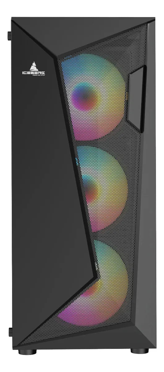 Gabinete Gamer Iceberg Flow D Negro Argb 4 Ventiladores Caja
