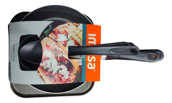 Set Plancha Para Asar Imusa Talent + Sarten + Utensilios Gris