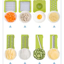 Cortador y rallador de verduras GIB Cleaningtool con mandolina, 12 en 1, con cuchillas, cesta y recipiente intercambiables