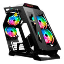 Gabinete Chasis Pc Gamer Tridimensional Rgb Negro + 6 Cooler
