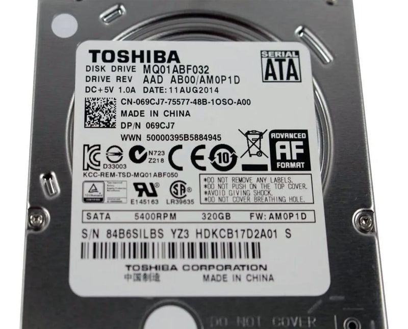 Disco Duro Toshiba Sata 320gb 2.5 Portatil Pull Usado Plateado