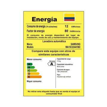 Lavadora Samsung Wa15cg5441bd/co 15kg Ecobubble Color Gris Gris