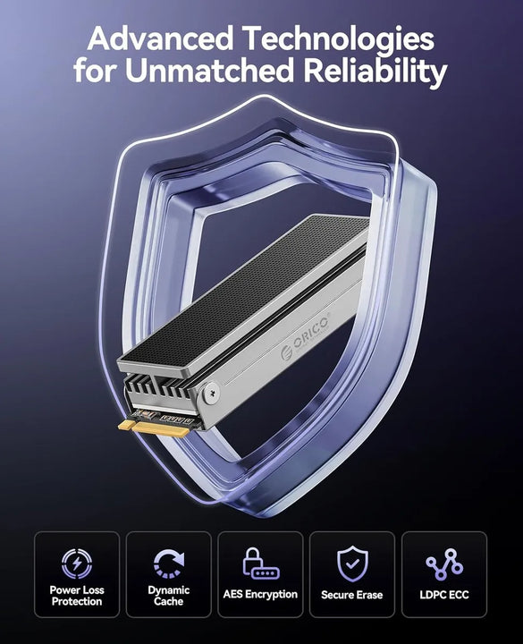 Disco Ssd Orico 1tb Ice Armor Pcie 4.0 Nvme Disipado 7450 Negro