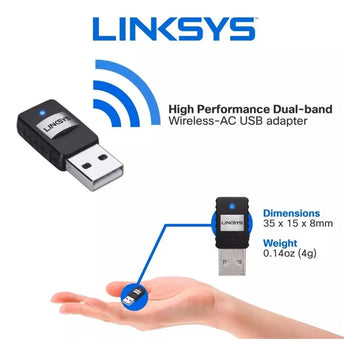 Linksys Ae6000 Adaptador Mini Usb Wifi Dual Band Ac 580mbps